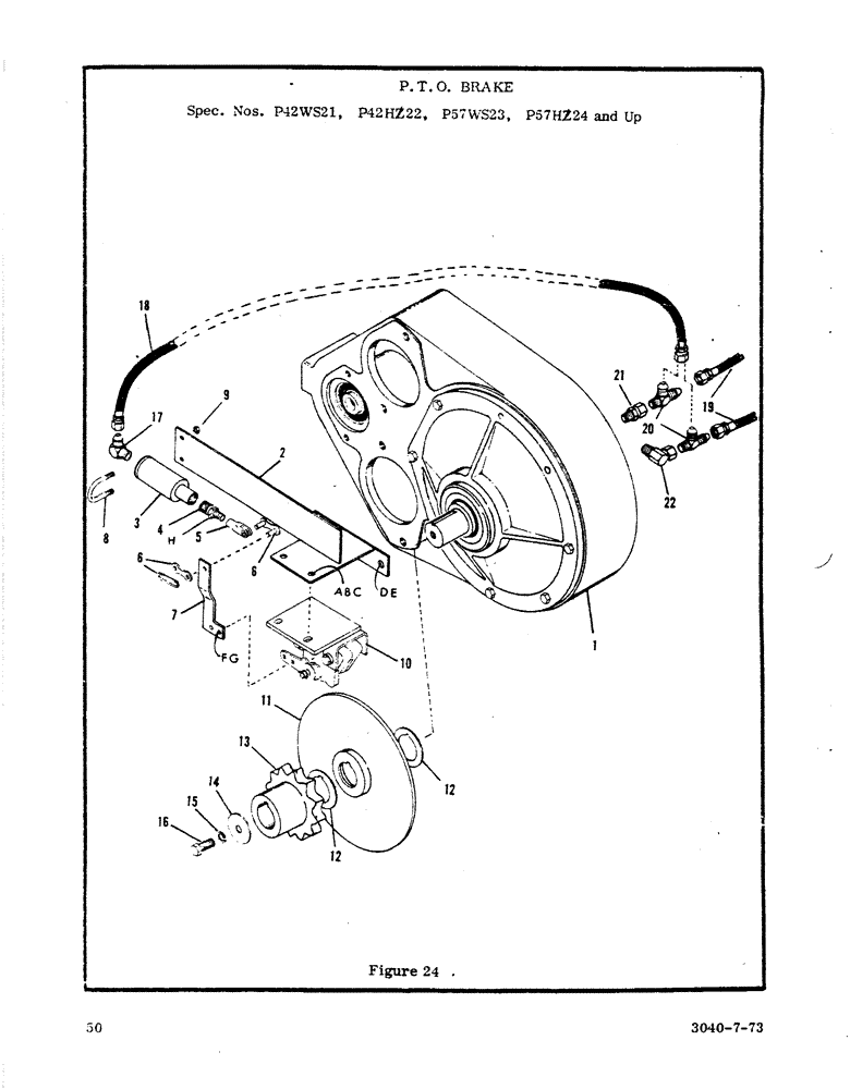 Схема запчастей Case P42 - (50) - P.T.O. BRAKE, SPEC. NUMBERS P42WS21, P42HZ22, P57WS23, P57HZ24 AND UP 