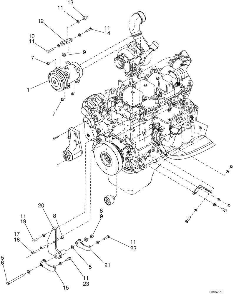 Схема запчастей Case 621D - (09-57) - AIR CONDITIONING - COMPRESSOR MOUNTING (09) - CHASSIS