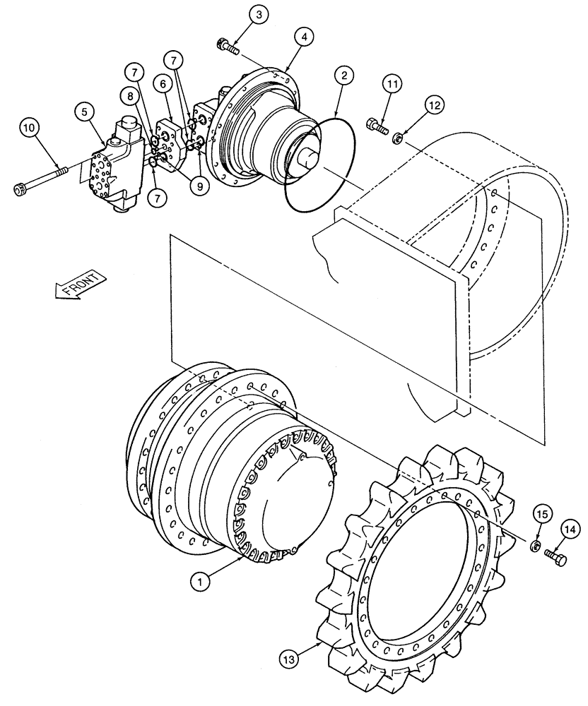 Схема запчастей Case 9060 - (6-02) - FINAL DRIVE TRANSMISSION AND TRACK DRIVE MOTOR (06) - POWER TRAIN