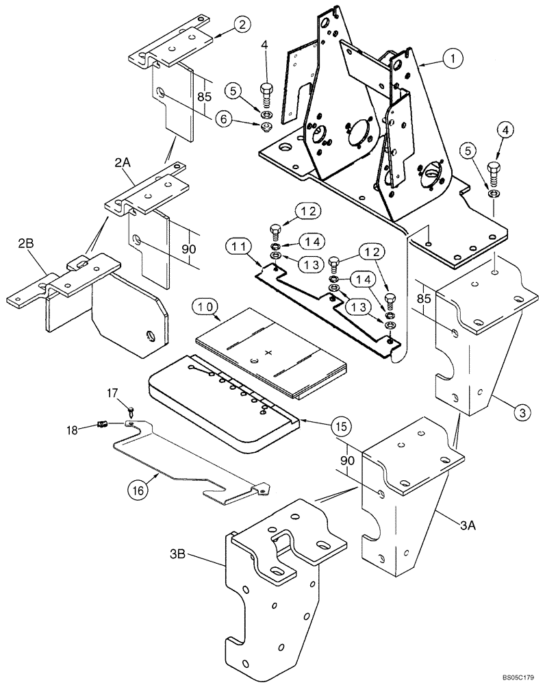 Схема запчастей Case 580M - (09-12) - BACKHOE CONTROL TOWER SUPPORT AND SEALS, WITHOUT PILOT CONTROLS (09) - CHASSIS/ATTACHMENTS