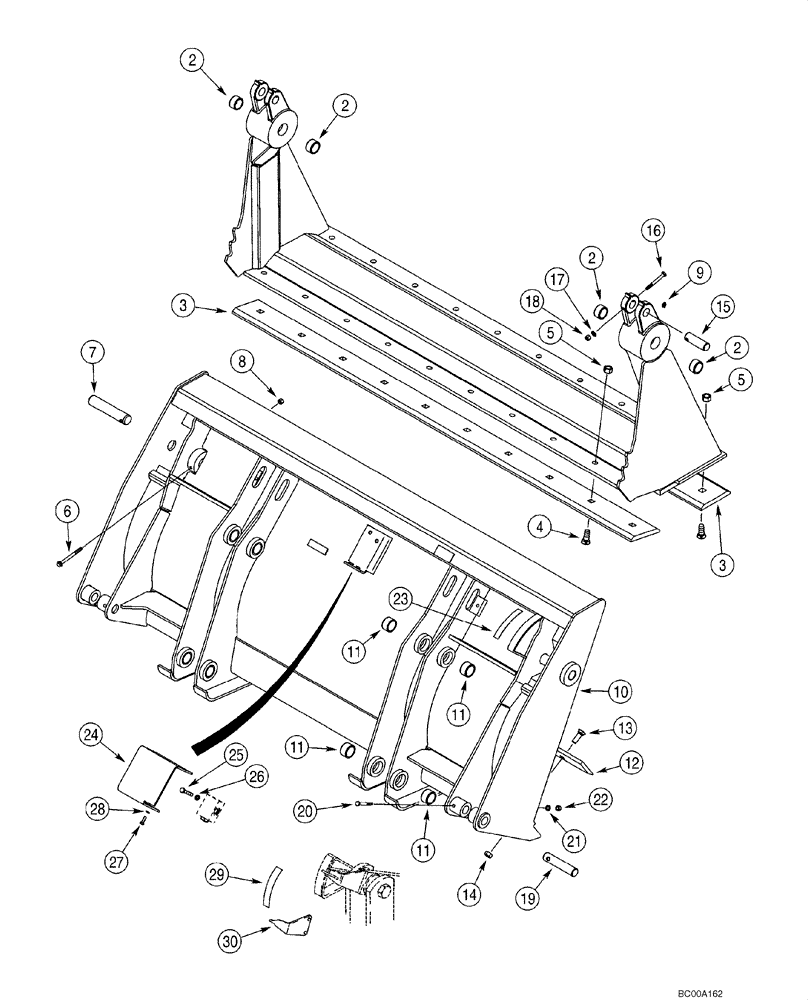 Схема запчастей Case 590SM - (09-07) - BUCKET, LOADER CLAM (09) - CHASSIS/ATTACHMENTS