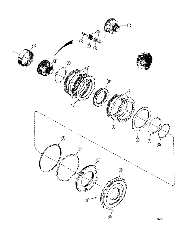 Схема запчастей Case 400C - (108) - POWERSHIFT TRANSMISSION, FORWARD CLUTCH AND PLANETARY (06) - POWER TRAIN