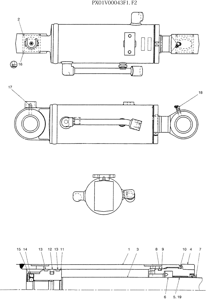 Схема запчастей Case CX36B - (07-035) - CYLINDER ASSY, DOZER (35) - HYDRAULIC SYSTEMS