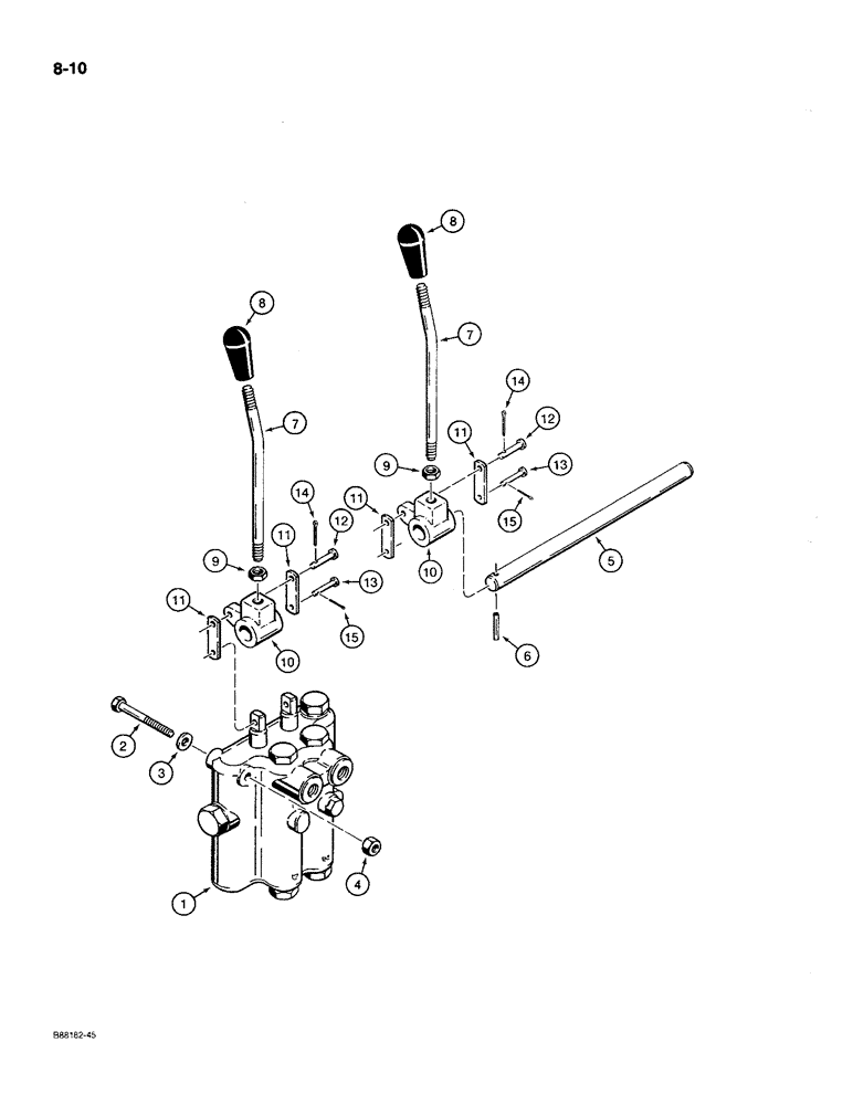 Схема запчастей Case MAXI-SNEAKER C - (8-10) - BACKFILL BLADE CONTROLS AND LINKAGE, USED ON MODELS WITHOUT BACKHOE (08) - HYDRAULICS