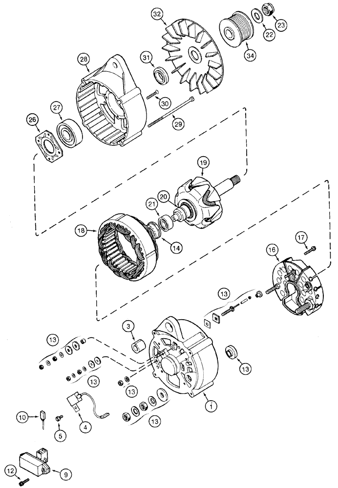 Схема запчастей Case 621C - (04-002) - ALTERNATOR ASSY (04) - ELECTRICAL SYSTEMS