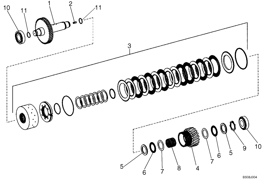 Схема запчастей Case 721E - (06-25) - TRANSMISSION - CLUTCH ASSY, SECOND - P.I.N. N8F203816 AND AFTER (06) - POWER TRAIN