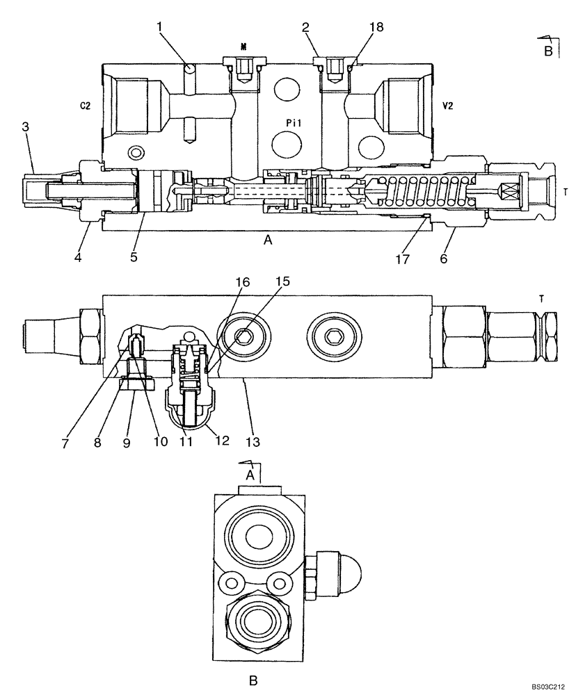 Схема запчастей Case CX75SR - (08-17) - VALVE ASSY, RELIEF - BOOM AND ARM CYLINDER ASSYS (08) - HYDRAULICS