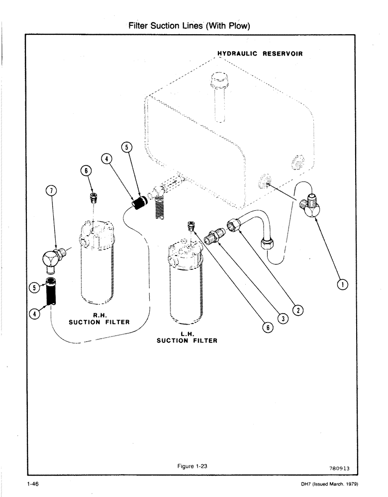 Схема запчастей Case DH7 - (1-46) - FILTER SUCTION LINES (WITH PLOW) (35) - HYDRAULIC SYSTEMS