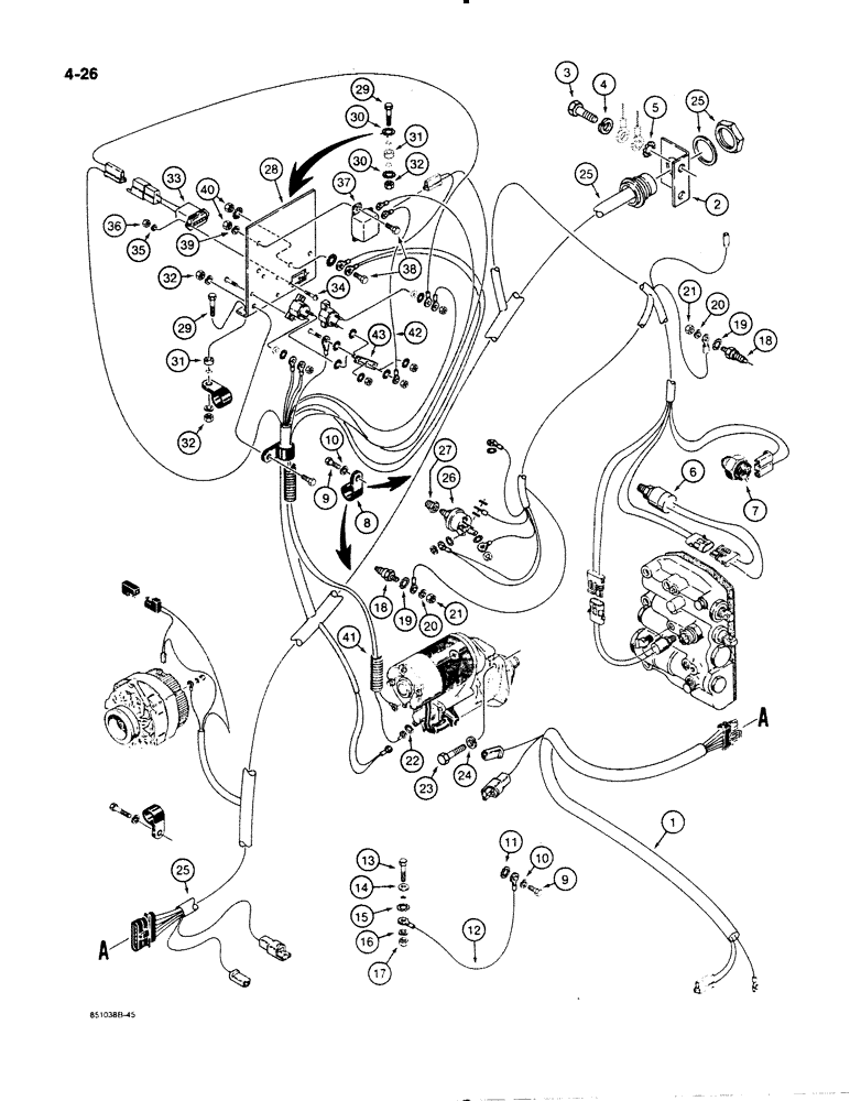 Схема запчастей Case W11B - (4-026) - ELECTRICAL SYSTEM, REAR ELECTRICAL HARNESS, P.I.N. 9158252 (04) - ELECTRICAL SYSTEMS