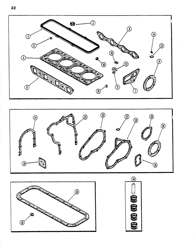 Схема запчастей Case DH5 - (22) - ENGINE GASKET KITS, VALVE GRIND KIT (10) - ENGINE