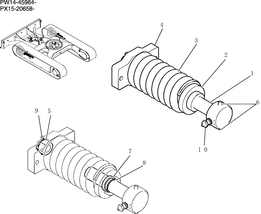 Схема запчастей Case CX36B - (360-01[1]) - IDLER ADJUST ASSEMBLY (04) - UNDERCARRIAGE