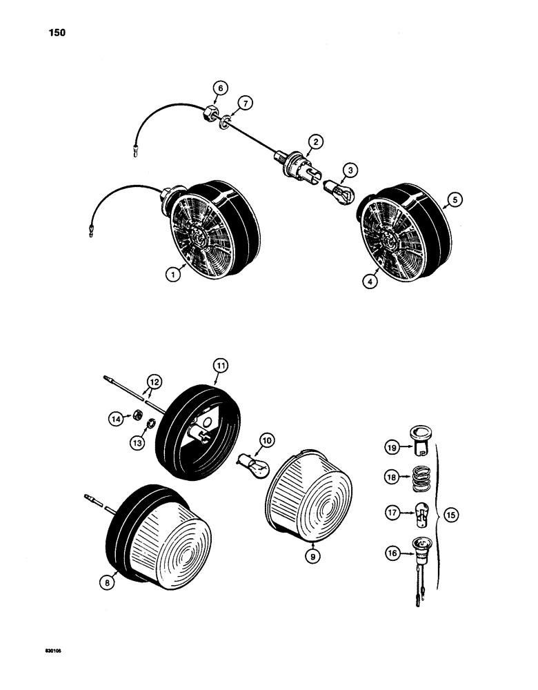 Схема запчастей Case W24C - (150) - LAMPS, STOP AND TAIL LAMP (04) - ELECTRICAL SYSTEMS