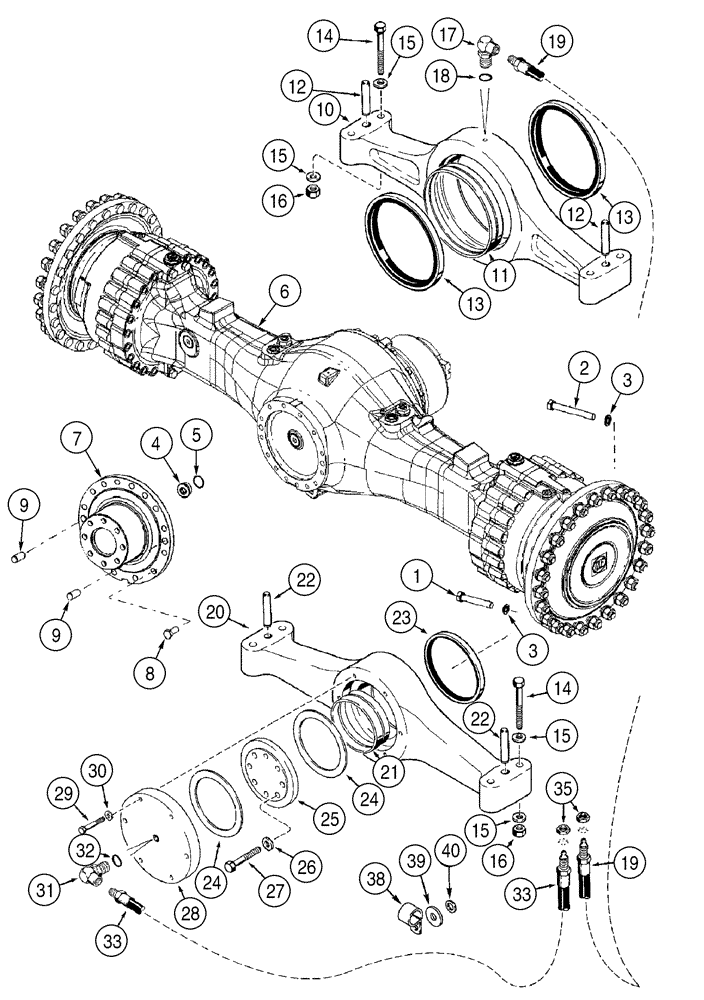 Схема запчастей Case 921C - (06-32) - AXLE, REAR - MOUNTING JEE0123252- (06) - POWER TRAIN