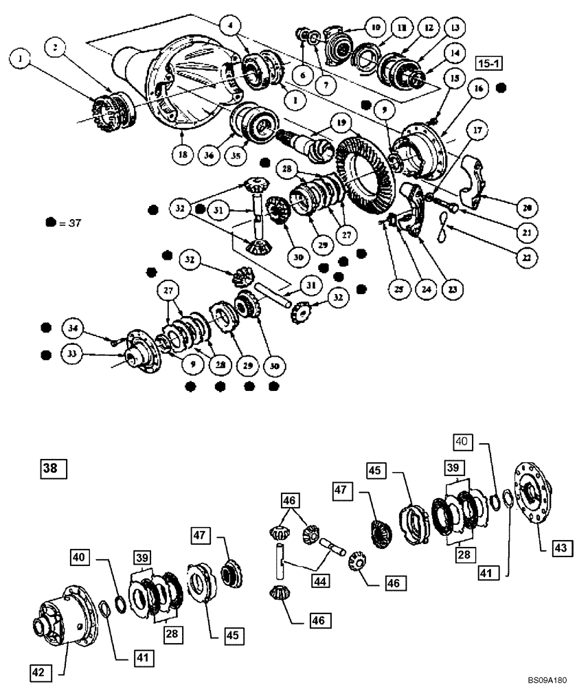 Схема запчастей Case 330 - (33A00020670[02]) - REAR AXLE - DIFFERENTIAL (8900127375) (11) - AXLES/WHEELS