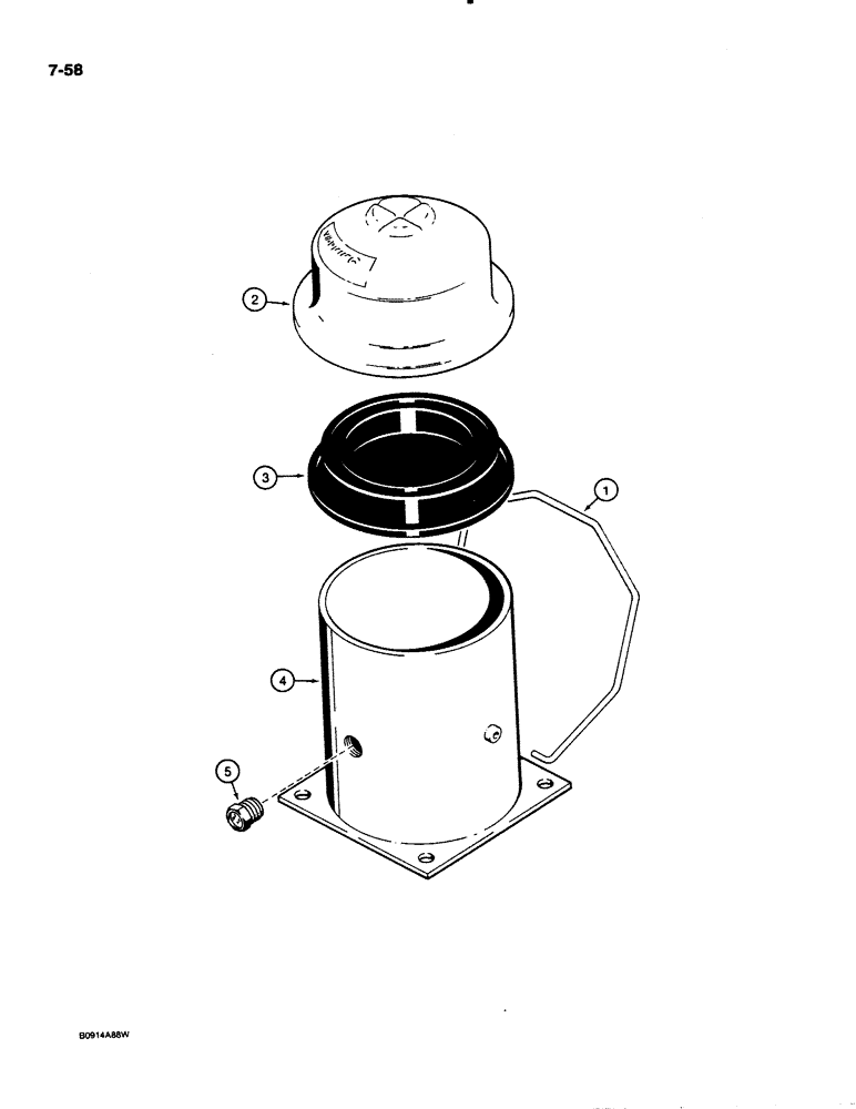 Схема запчастей Case 621 - (7-58) - BRAKE FLUID RESERVOIR, L124318 (07) - BRAKES