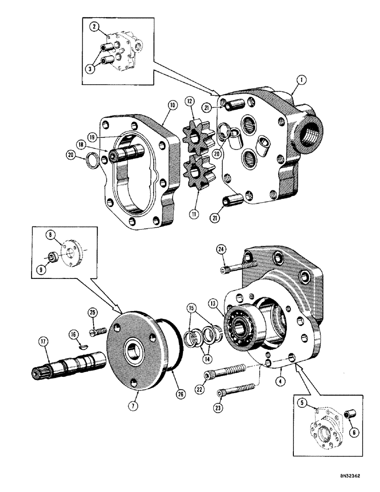 Схема запчастей Case 1000D - (104) - D30100 TORQUE CONVERTER PUMP (03) - TRANSMISSION