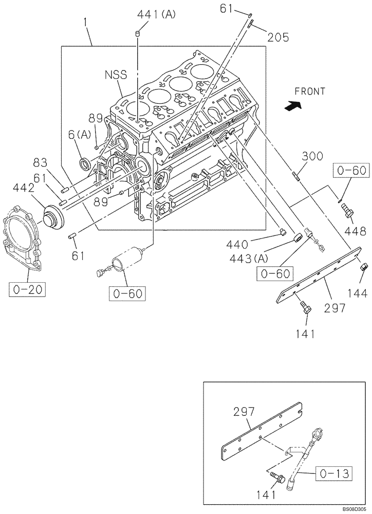 Схема запчастей Case CX75SR - (02-09) - CYLINDER BLOCK (02) - ENGINE