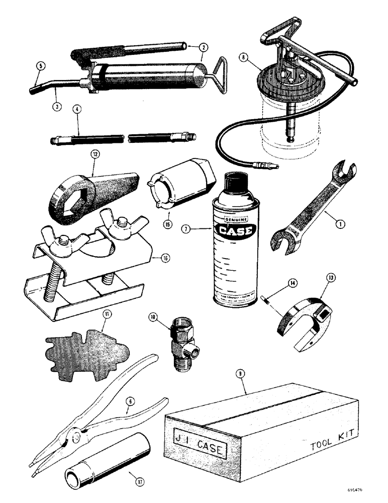 Схема запчастей Case 310G - (156) - TOOLS AND GREASE GUNS (05) - UPPERSTRUCTURE CHASSIS