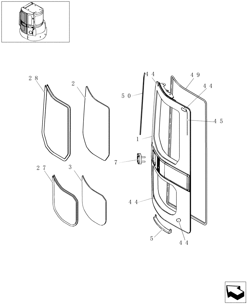 Схема запчастей Case CX27B - (1.250B[07]) - CAB (01) - Section 1