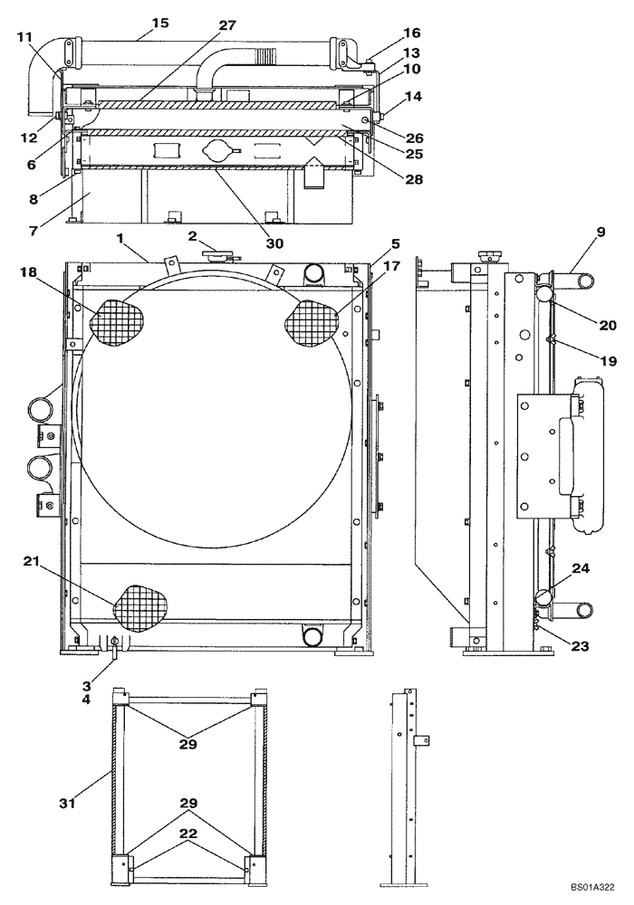 Схема запчастей Case CX210LR - (02-06) - RADIATOR ASSY (Mar 24 2010 10:31AM) (02) - ENGINE