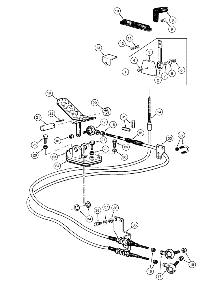 Схема запчастей Case 845 - (03-02[01]) - THROTTLE PEDAL - LINKS (03) - FUEL SYSTEM