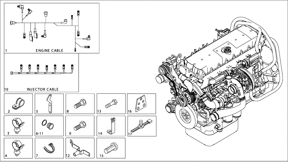 Схема запчастей Case 327B - (01A00000301[001]) - WIRE HARNESS INSTAL, ENGINE (87600033) (01) - ENGINE