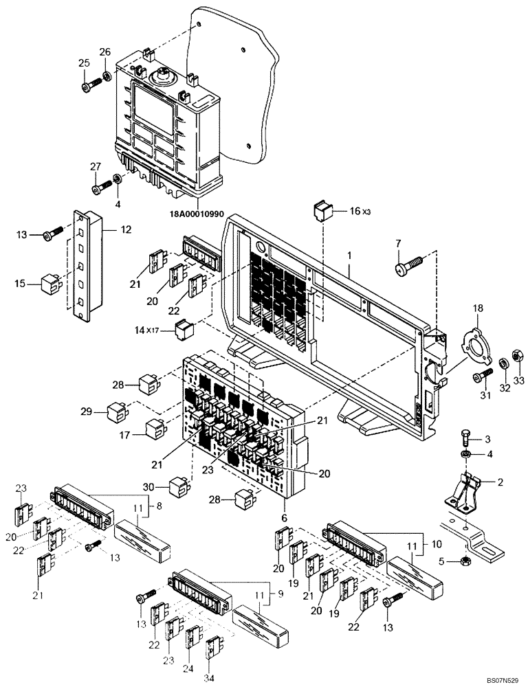 Схема запчастей Case 335B - (67A00031448[001]) - FUSE BOX / CONTROL UNIT (87745645) (13) - Electrical System / Decals