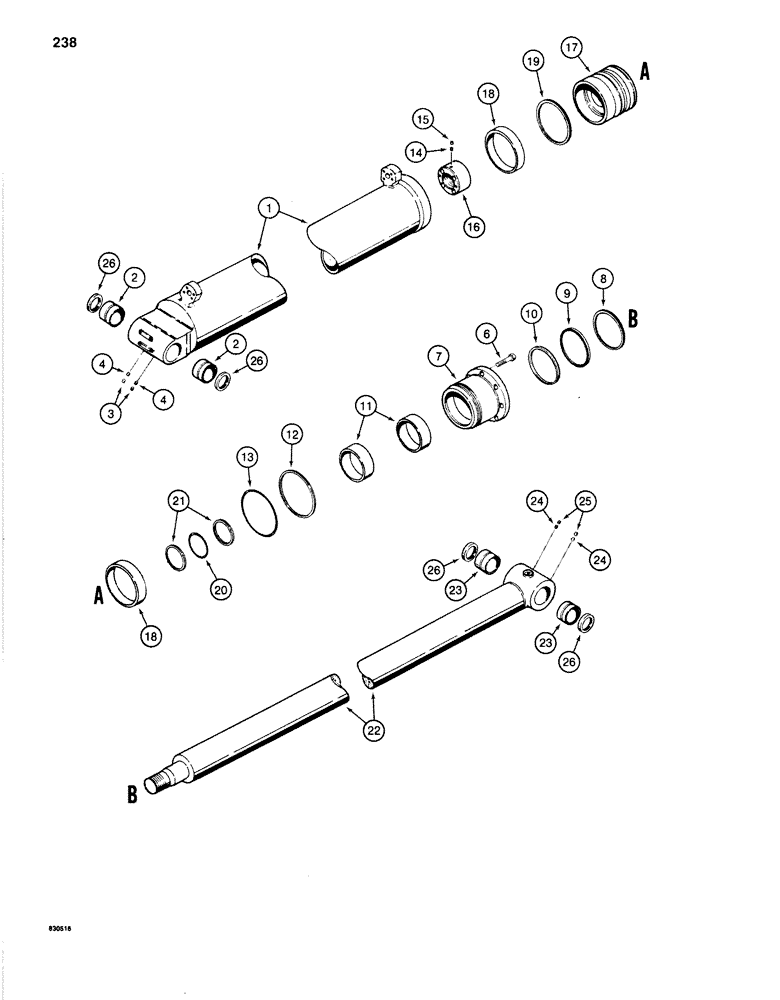 Схема запчастей Case 1280B - (238) - TOOL CYLINDER (08) - HYDRAULICS