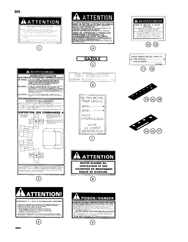 Схема запчастей Case 1280 - (300) - DECALS, SPECIAL FRENCH LANGUAGE DECALS (05) - UPPERSTRUCTURE CHASSIS