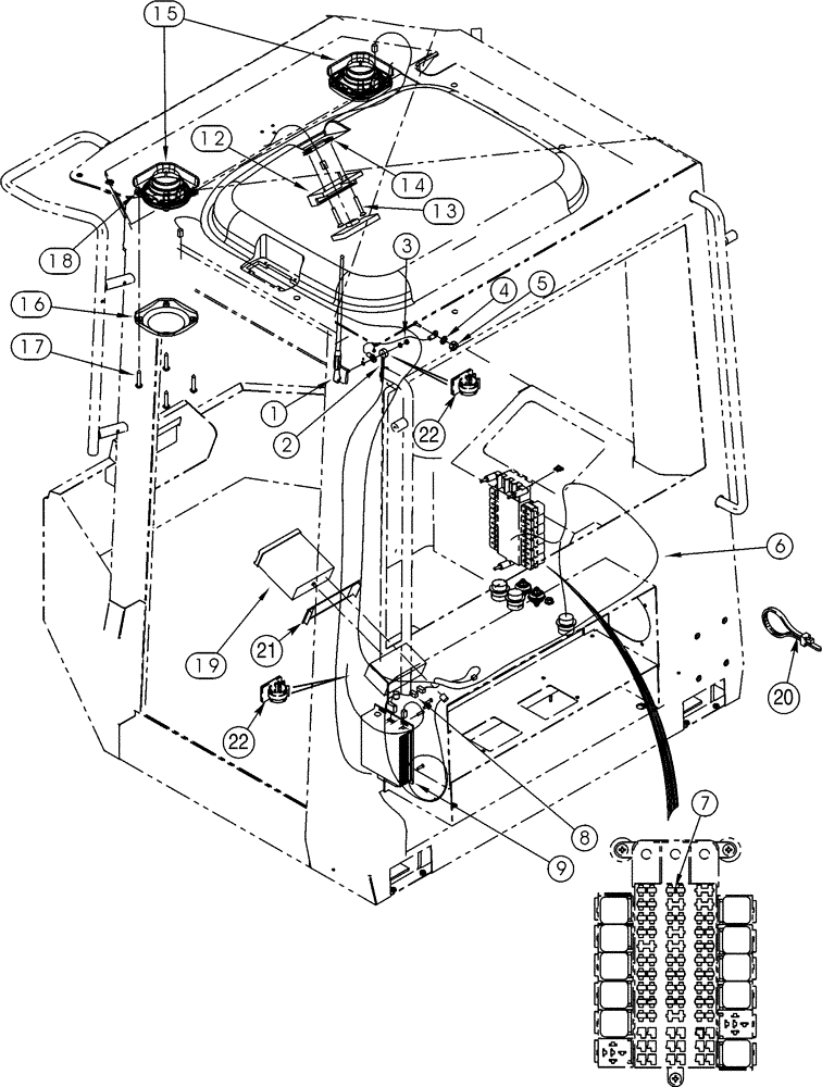 Схема запчастей Case 521D - (04-34) - RADIO MOUNTING - REMOTE RADIO SYSTEM (24 VOLT) (04) - ELECTRICAL SYSTEMS