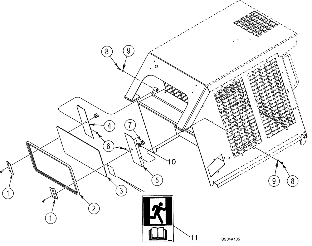 Схема запчастей Case 60XT - (09-26) - CANOPY, ROPS - WINDOW, REAR (09) - CHASSIS