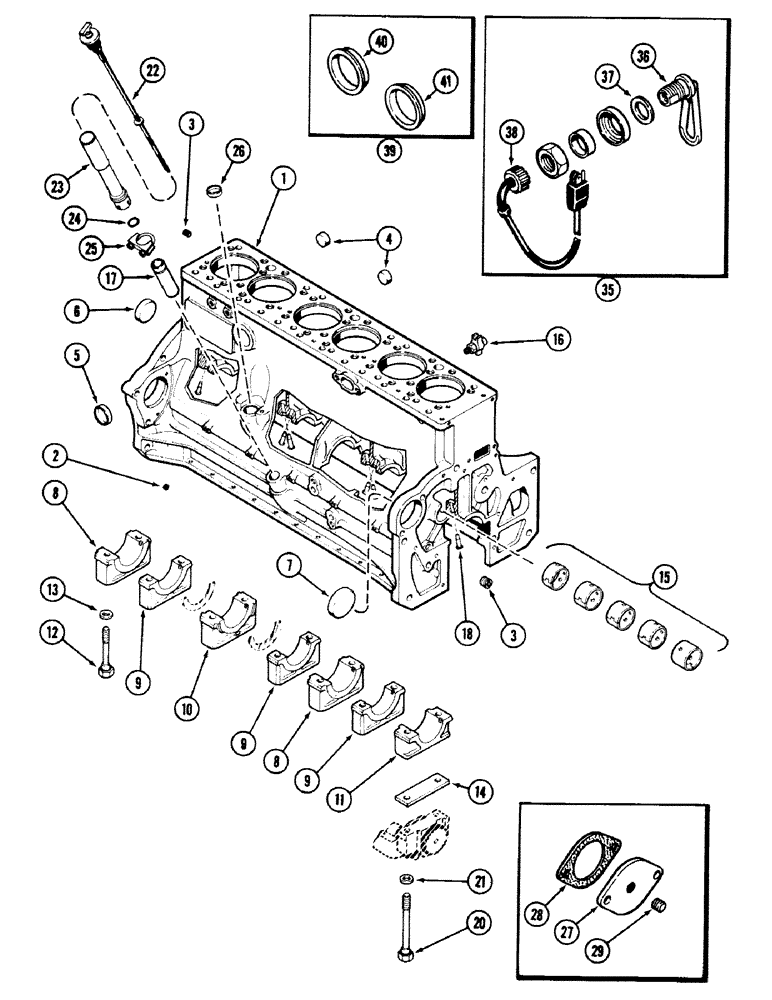 Схема запчастей Case 50 - (2-46) - CYLINDER BLOCK, 504BDT ENGINE, BLOCK HEATER (02) - ENGINE