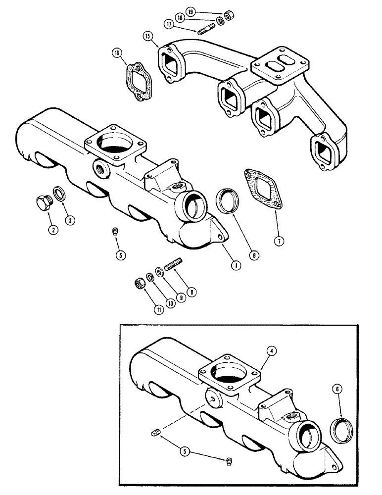 Схема запчастей Case 880 - (006) - MANIFOLDS, 336BDT DIESEL ENGINE, INTAKE MANIFOLD (01) - ENGINE