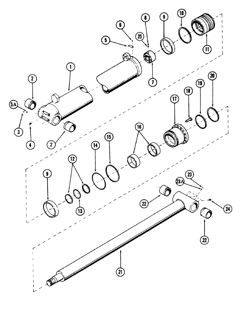 Схема запчастей Case 50 - (8-214) - HOIST CYLINDER, (7" ID X 54.50" STROKE) (08) - HYDRAULICS