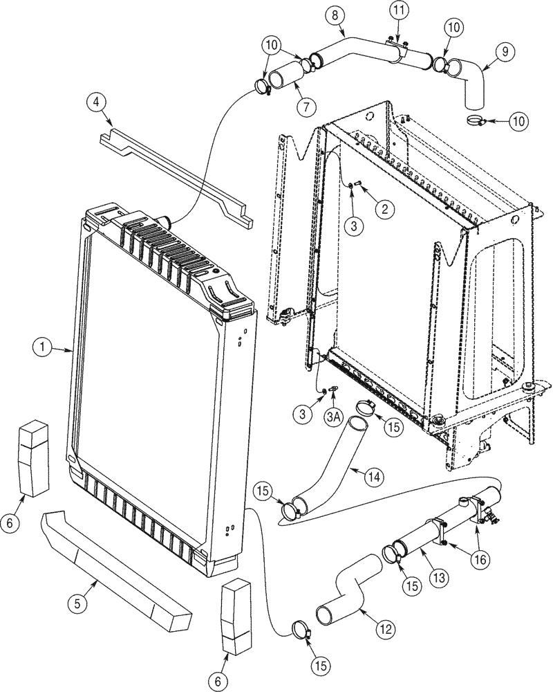 Схема запчастей Case 921C - (02-02) - RADIATOR - MOUNTING AND CONNECTIONS (02) - ENGINE