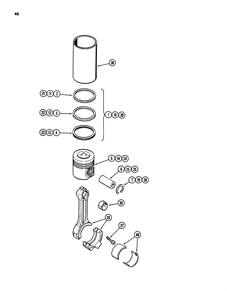 Схема запчастей Case 880D - (046) - PISTONS, 6T-590 DIESEL ENGINE / CONNECTING RODS (01) - ENGINE