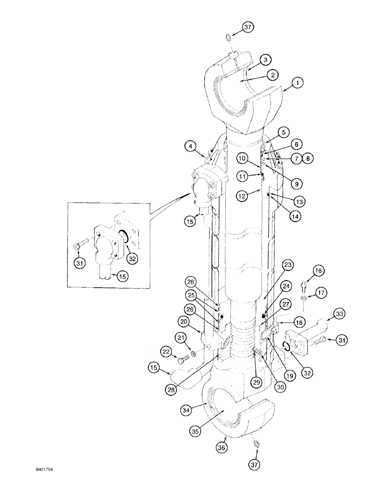 Схема запчастей Case 9030 - (8-80) - BUCKET CYLINDER (08) - HYDRAULICS