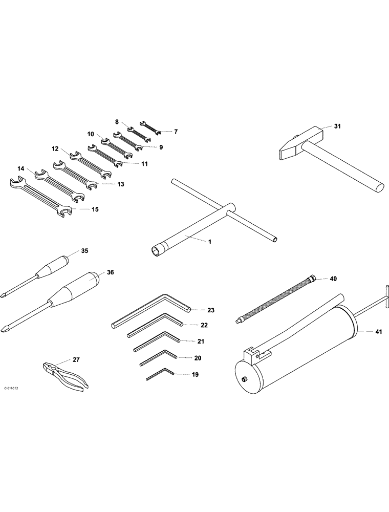 Схема запчастей Case SV223 - (12-029-00[01]) - TOOLS (12) - Chassis/Attachments