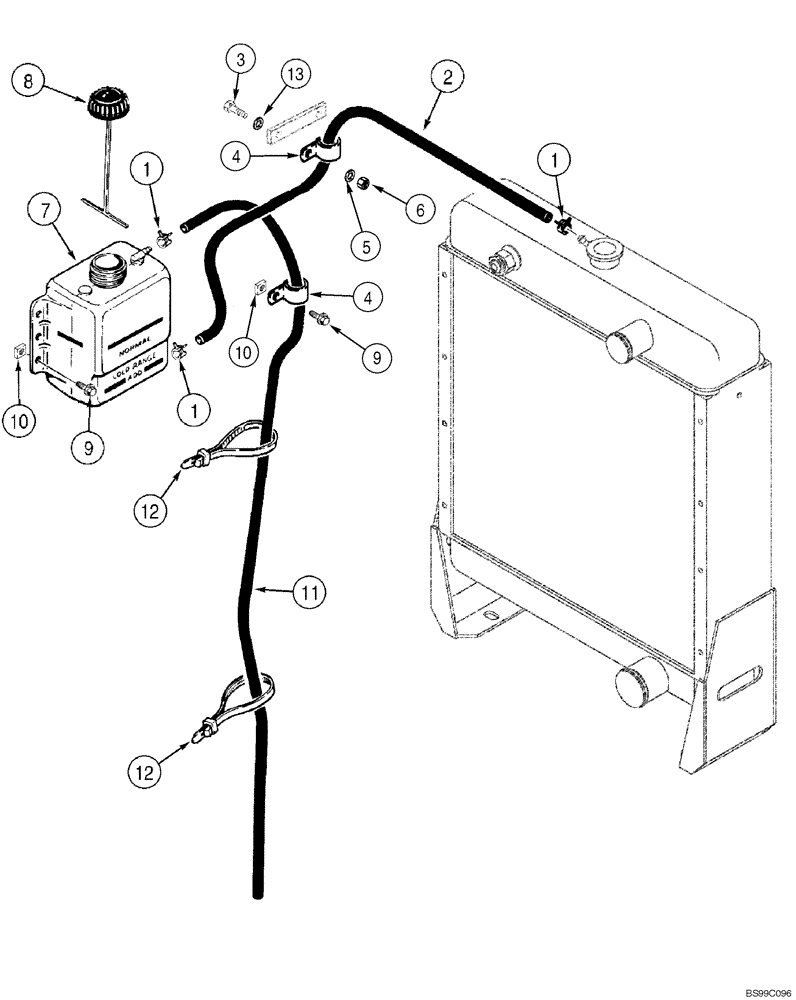 Схема запчастей Case 550H-IND - (02-04) - COOLANT RECOVERY SYSTEM (02) - ENGINE