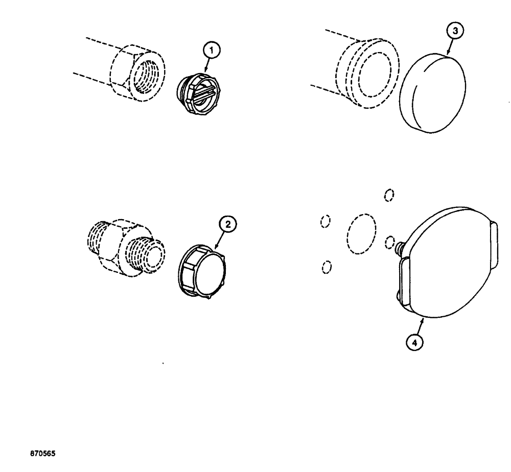 Схема запчастей Case 688 - (9-114) - HYDRAULIC SYSTEM PROTECTIVE PLUGS AND CAPS (09) - CHASSIS