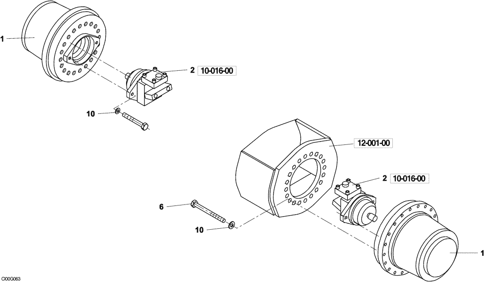 Схема запчастей Case SV208 - (07-002-00[01]) - TRANSMISSION - REAR (06) - POWER TRAIN