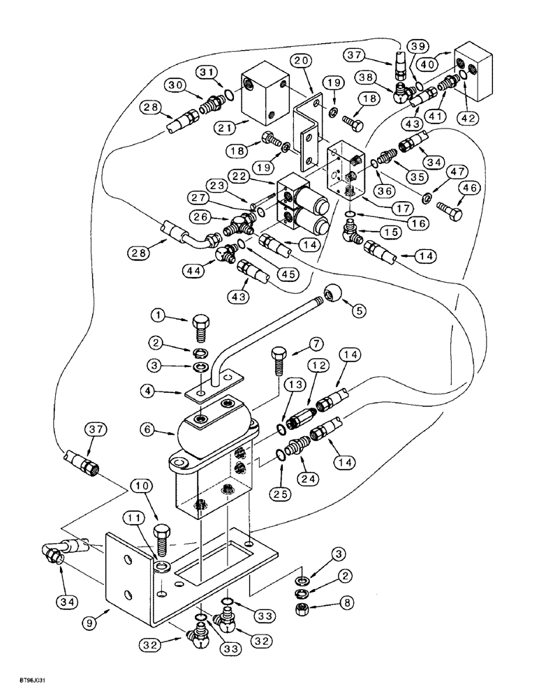 Схема запчастей Case 9060B - (8-130) - COUNTERWEIGHT REMOVAL HYDRAULICS, CONTROL VALVE AND MOUNTING (08) - HYDRAULICS