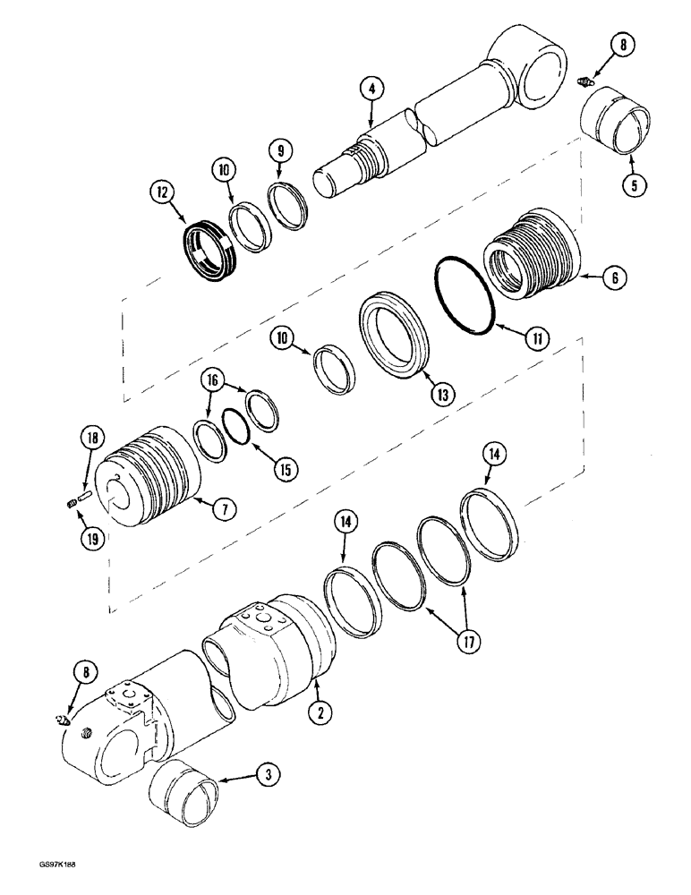 Схема запчастей Case 888 - (8G-20) - ARM CYLINDER, P.I.N. 15401 THRU 15651, P.I.N. 106801 AND AFTER (08) - HYDRAULICS