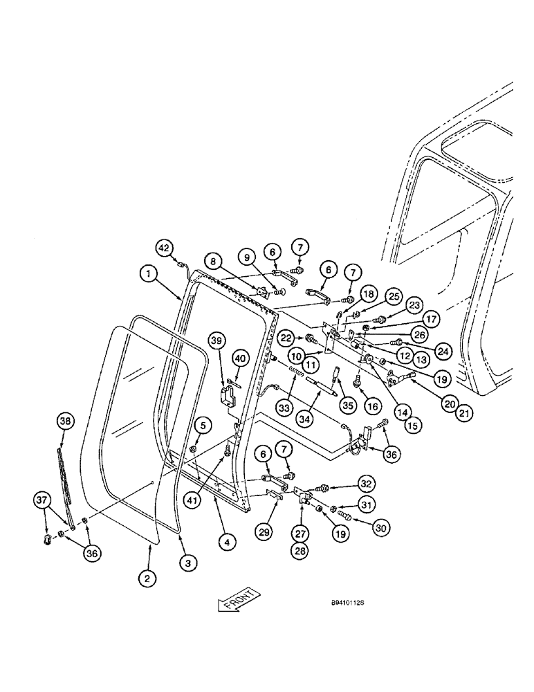 Схема запчастей Case 9060B - (9-048) - CAB FRONT WINDOW ASSEMBLY (09) - CHASSIS