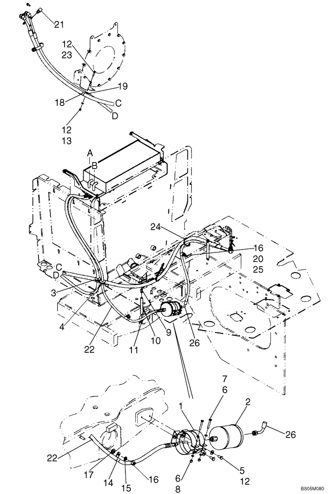 Схема запчастей Case 621D - (09-54A) - AIR CONDITIONING HOSES (09) - CHASSIS