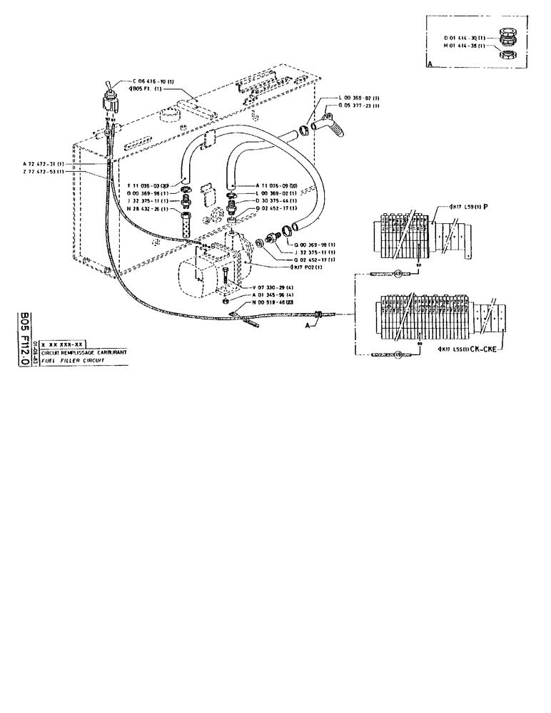 Схема запчастей Case 90BCL - (114) - FUEL FILLER CIRCUIT (02) - FUEL SYSTEM