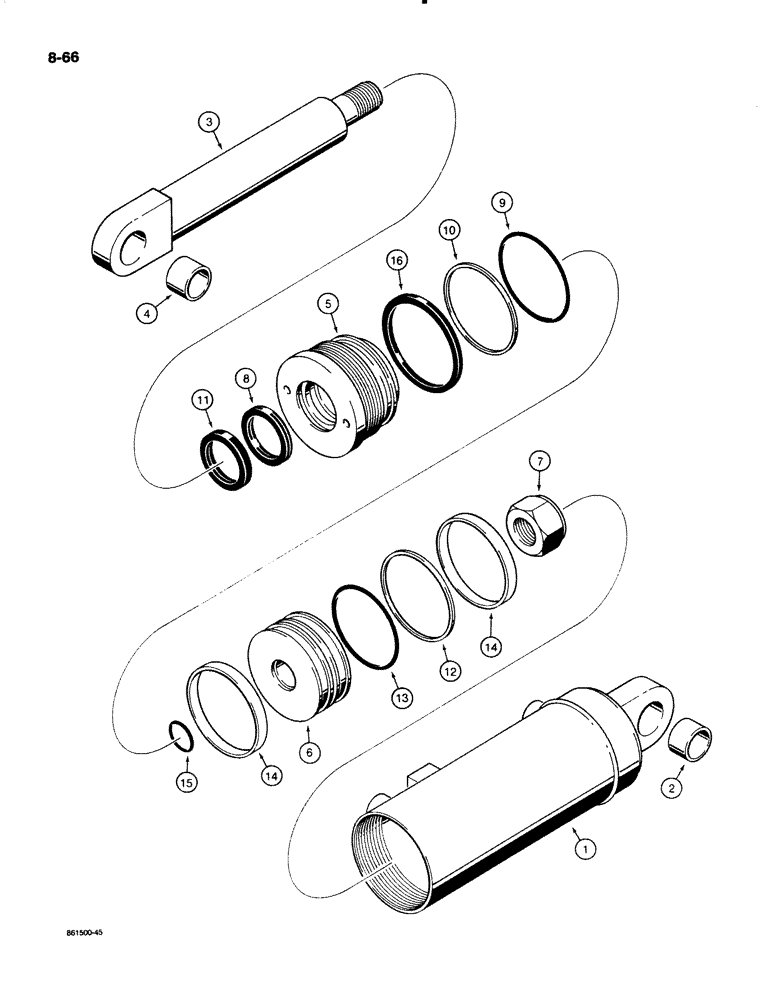 Схема запчастей Case W18B - (8-66) - N14166 CLAM CYLINDER (08) - HYDRAULICS