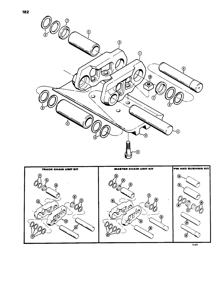 Схема запчастей Case 1450 - (182) - TRACK CHAIN (11) - TRACKS/STEERING