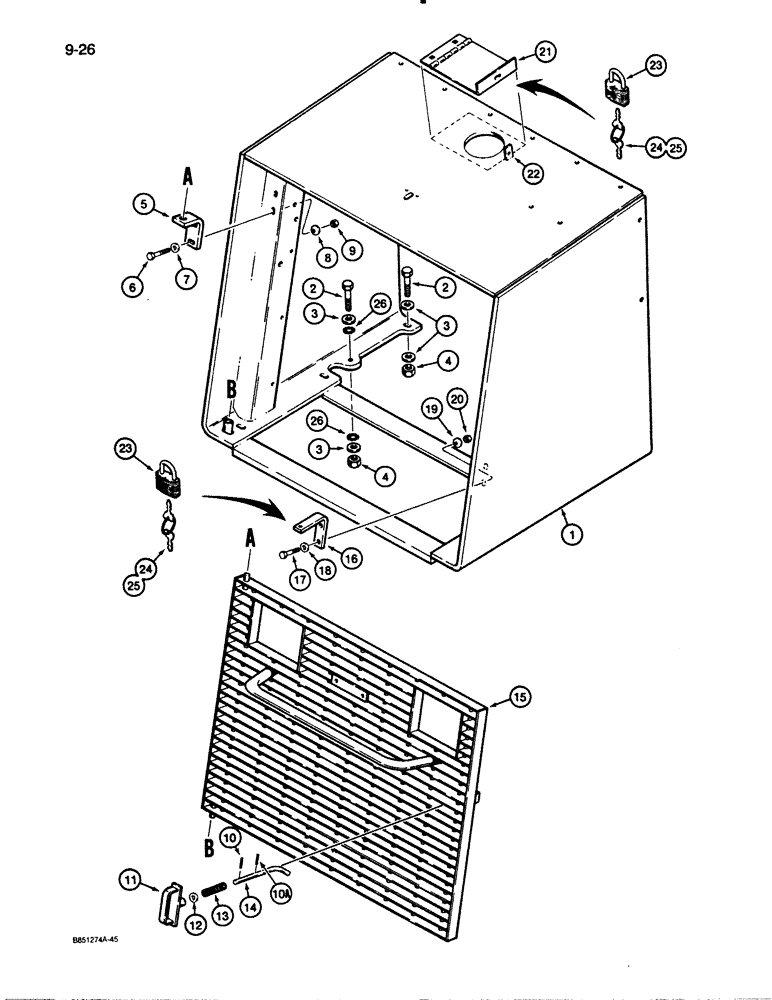 Схема запчастей Case W30 - (9-26) - GRILLE AND RADIATOR GUARD (09) - CHASSIS/ATTACHMENTS