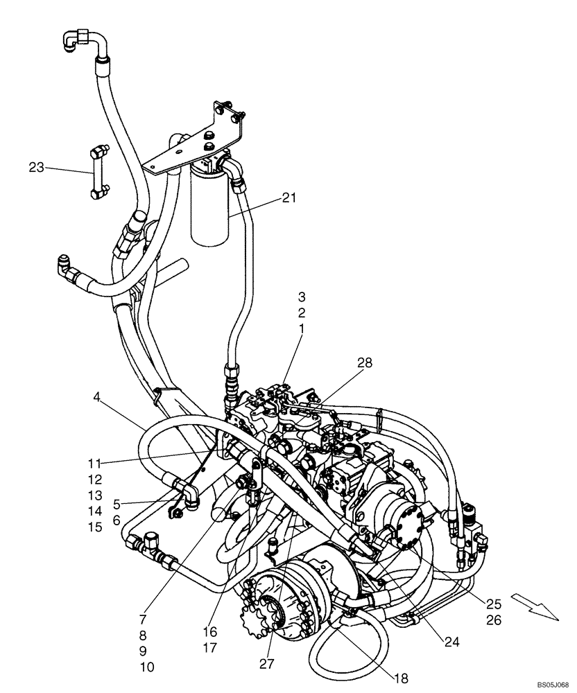 Схема запчастей Case 410 - (06-07A) - PUMP, TANDEM - MOUNTING, EUROPEAN NOISE CONTROL; IF USED (06) - POWER TRAIN